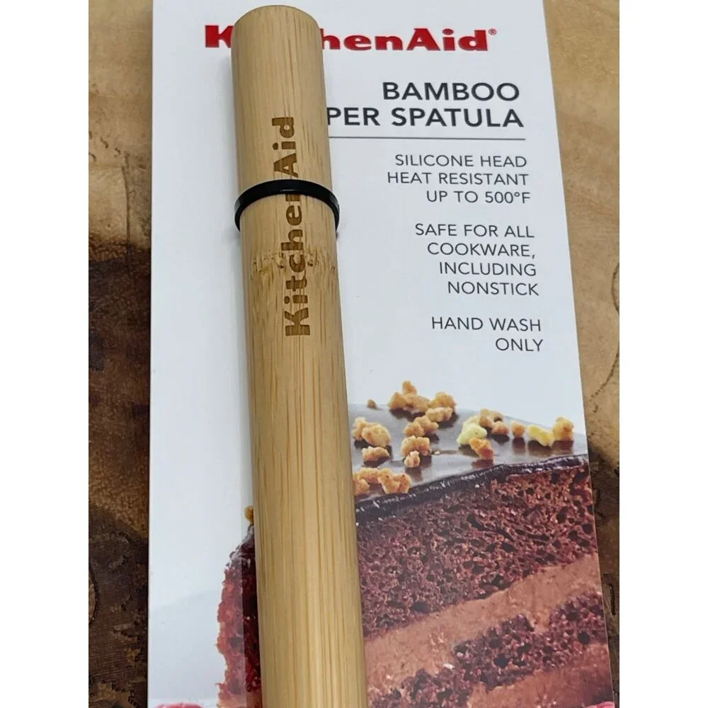 KitchenAid Lavender Bamboo‎ Spatula With Silicone Head New!
